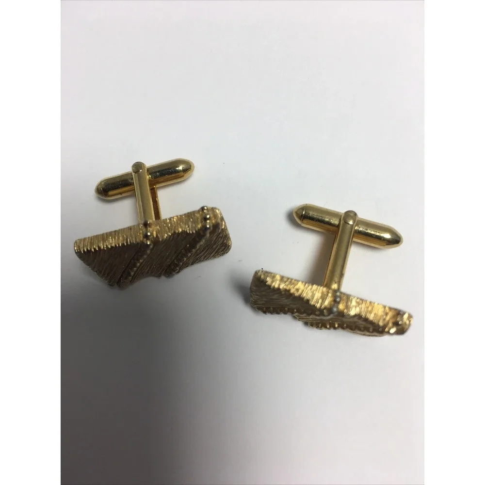 Mens Vintage Cufflinks Signed Swank Gold Rectangle